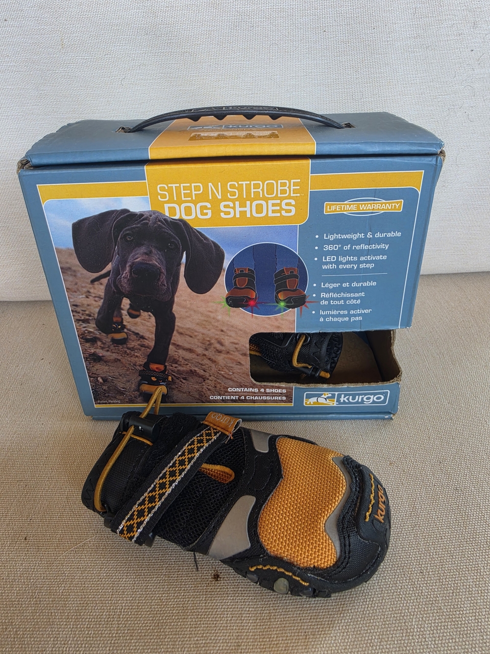 Kurgo Kids Shoes - Orange & Black Step N Strobe (Single Shoe)